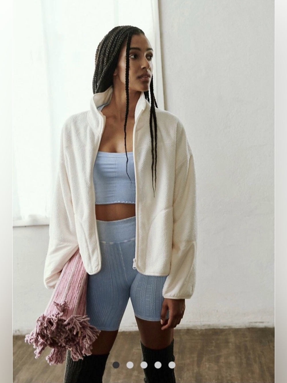 🤍 Free People Movement Ziggy Fleece Jacket ✨ Cream Brushed Sail Cozy Size S - Picture 2 of 8